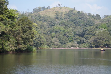 Fototapeta na wymiar Pookode Lake is a scenic freshwater lake in the Wayanad district in Kerala