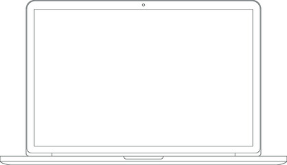 Outline drawing modern laptop. Vector illustration.