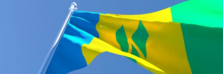 Fototapeta na wymiar 3D rendering of the national flag of Saint Vincent and the Grenadines