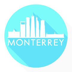 Monterrey Mexico Flat Icon Skyline Silhouette Design City Vector Art Round.