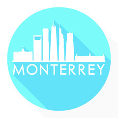 Fototapeta premium Monterrey Mexico Flat Icon Skyline Silhouette Design City Vector Art Round.