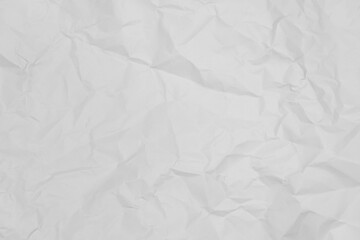 White crumpled paper texture background.