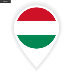 Hungary marker icon with shadow on white background. Hungary pin icon isolated on white background.