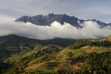 Mount Kinabalu located in Ranau district, West Coast Division of Sabah, Borneo island in Malaysia