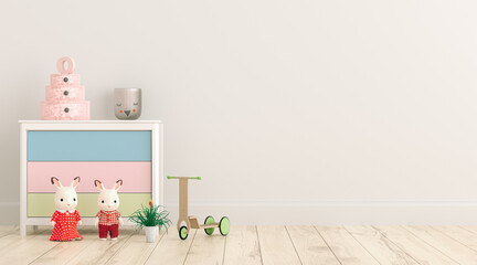 Children's room on white wall.