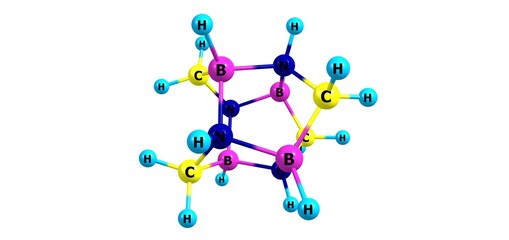 Boron nitride nanocage molecular structure isolated on white