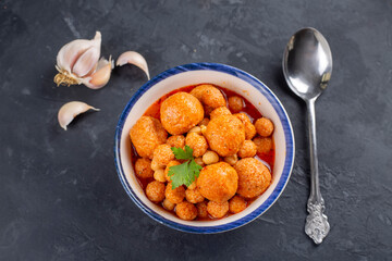 Traditional delicious Turkish foods; Bulgur soup (Anali Kizli, icli kofte)