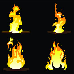 set vector illustration fire blamming  amazing