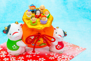 2021年干支の牛（丑、うし）年賀状素材