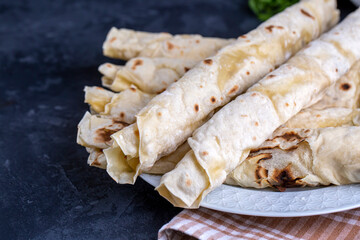 Traditional, local Turkish food; cheese pastry wrap (Turkish name; Sikma)