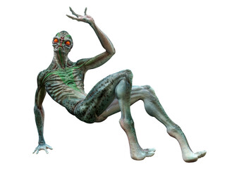Fototapeta premium 3D Rendering Green Alien on White