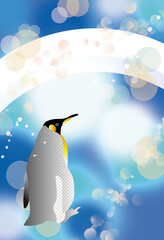 ペンギンと泡と青い海の背景02