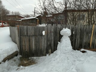 Snowman in the village