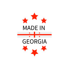 Made in Georgia label. Quality mark vector icon isolated on white. Perfect for logo design, tags, badges, stickers, emblem, product packaging, etc