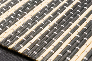 brown bamboo Mat - stand food, close-up, macro