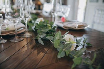 table setting with flowers