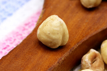 close-up organic fresh nuts on background