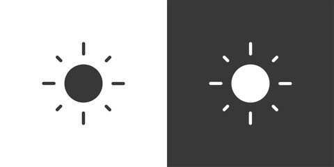 Shining sun. Isolated icon on black and white background. Weather vector illustration