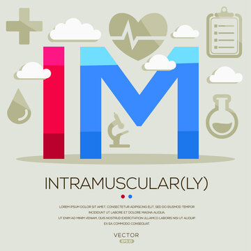 IM mean (intramuscular) medical acronyms ,letters and icons ,Vector illustration.
