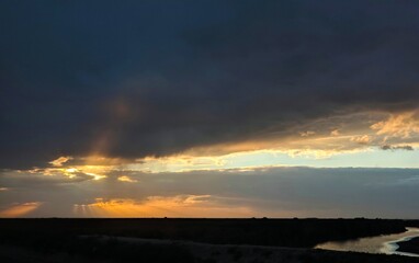 sunset over the river