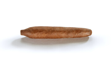 close up view of nice perfecto type Cuban cigar on white back 