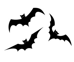 three flying bat  silhouette vector illustration