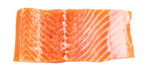 Piece of fresh salmon fillet sliced isolated on white background