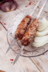 Caucasian grilled meat skewers lula kebab