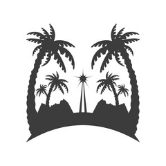 desert palms and star silhouette