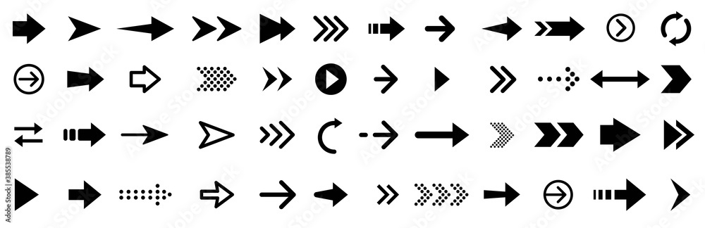 Fototapete arrows set black icons.arrows collection. big set of arrows design. arrow icon.modern simple arrows 