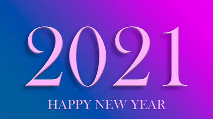 2021 year banner design. Happy new year. Happy holidays. Merry christmas. 3D rendering