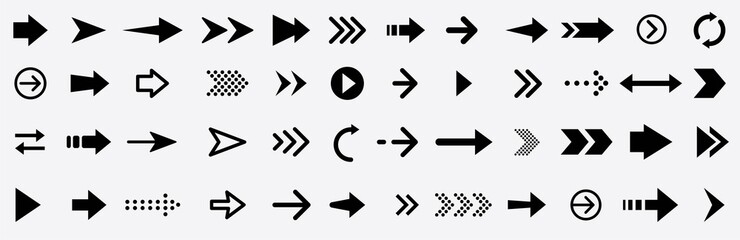 Arrows set black icons.Arrows collection. Big set of Arrows design. Arrow icon.Modern simple arrows flat style for web design..Vector illustration