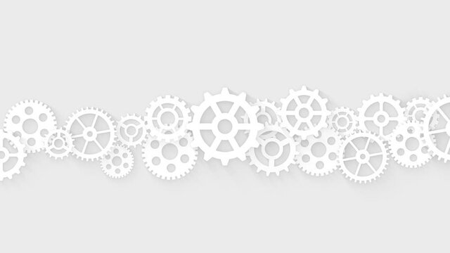 Engine gears wheels rotate. Work process concept. Abstract business motion background.