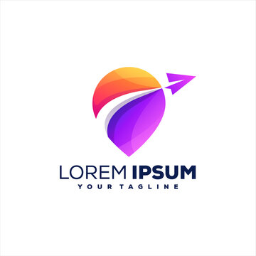 travel pin gradient logo design