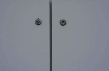 Closed high voltage cabinet door