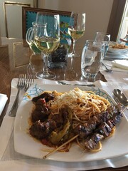 lamb chops with a salad