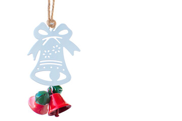 Christmas bell toy on white background