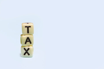 message cube with word TAX