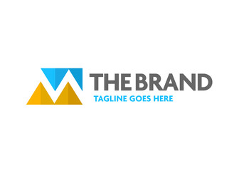Initial letter M logo template abstract mountain symbol in flat design monogram illustration
