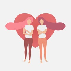 Love yourself,Love your body,self confidence,Two women hugging themselves,Health care concept,Vector illustration.