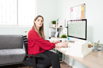 Female architect in an office