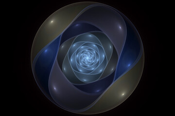 Abstract image. Fractal. 3D. Gray spiral in a ball.
