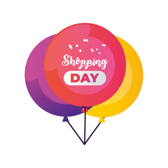 shopping day balloons text promotion marketing detailed
