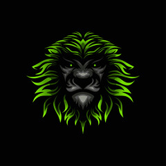 lion's head isolated on black background.Vector illustration.