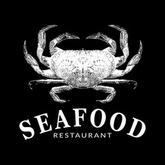 crab seafood vintage logo crab, sea, illustration, restaurant, vector, logo, food, fish, emblem, ocean, retro, lobster, label, symbol, menu, sign, design, fresh, set, shrimp, collection
