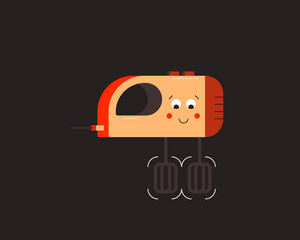 Mixer. Small household appliances character. Vector illustration.