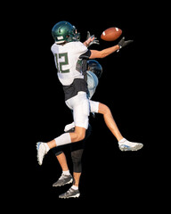 Amazing athletes making great catches and runs during a competitive football game