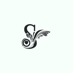 Initial S letter luxury beauty flourishes ornament monogram logo