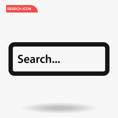 Black search bar icon vector template for UI, find a website button. Search box.