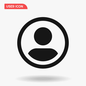 User icon vector template on white background, worker silhouette, admin or avatar.